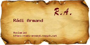 Rádi Armand névjegykártya